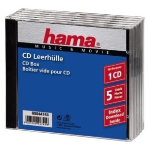 Hama CD Jewel Case Standard, Pack 5 C-shell case 1 discs Black,