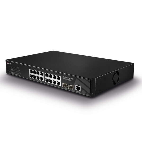 Lindy 16 Port + 2 SFP Gigabit Managed Switch PoE