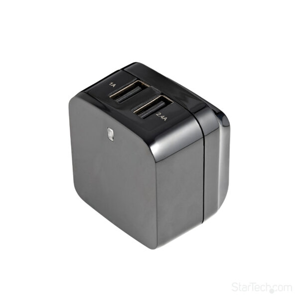 StarTech.com Dual-port USB wall charger - international travel
