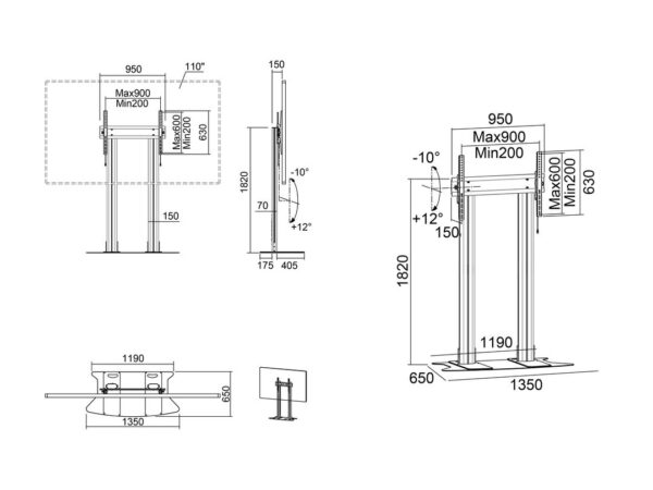 Multibrackets M Public Display Stand 180 Dual Pillar Floorbase Silver
