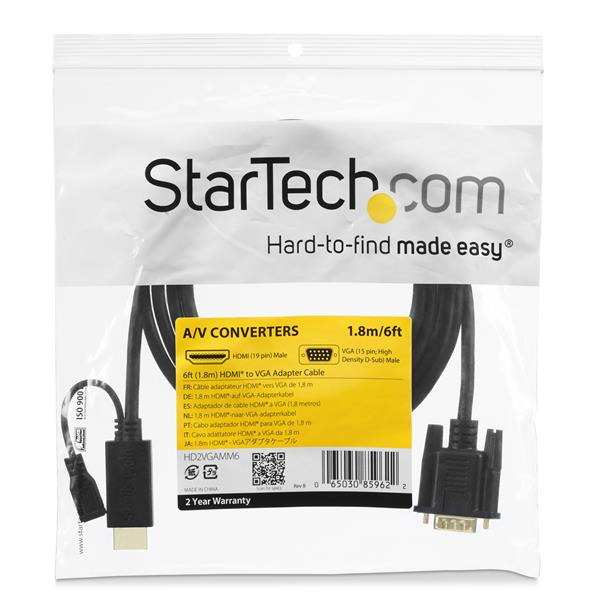 StarTech.com 3 ft HDMI to VGA Active Converter Cable - HDMI to VGA
