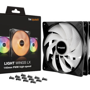be quiet! LIGHT WINGS LX 140mm PWM High Speed 3-Pack Black Computer