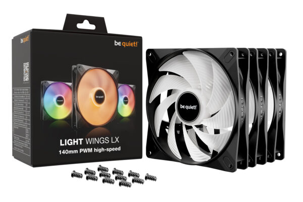 be quiet! LIGHT WINGS LX 140mm PWM High Speed 3-Pack Black Computer