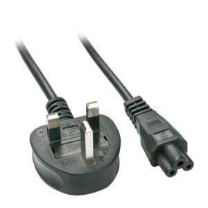 Lindy 2m UK 3 Pin to C5 Mains Cable, lead free 2M MAINS POWER CABLE UK 3 PIN PLUG T