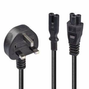 Lindy 2.5m UK 3 Pin Plug to IEC C5 & IEC C7 Splitter Extension Cable, 2.5M Y MAINS POWER CABLE UK 3 PIN PL