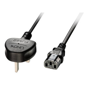 Lindy 5m UK 3 Pin Plug to IEC C13 mains power Cable, Black 5M MAINS CABLE UK 3 PIN PLUG TO C13