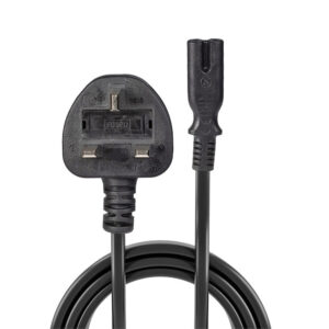 Lindy 2m UK 3 Pin Plug To IEC C7 Mains Power Cable, Black 1MMAINSPOWERCABLEUK3PINPLUGTOIECC7