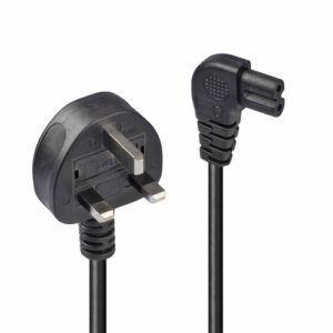 Lindy 0.5m UK 3 Pin Plug to Right Angled IEC C7 mains power Cable, 0.5M MAINS POWER CABLE UK 3 PIN PLUG