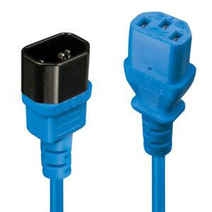 Lindy 1m IEC C13 Extension Cable, Blue 1M IEC EXTENSION CABLE IEC C14 TO I