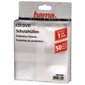 Hama CD/DVD Protective Sleeves, Pack of 50 50 discs Transparent Hama CD/DVD Protective Sleeves, Pack of 50 50 discs Transparent