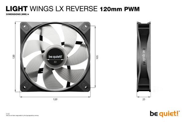 be quiet! Light Wings LX 120 mm PWM Reverse Black Computer case Fan