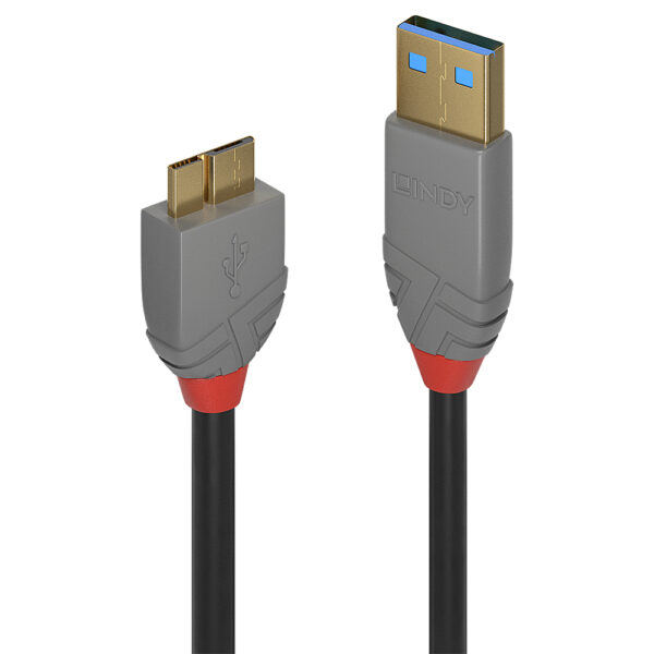 Lindy 0.5m USB 3.2 Type A to Micro-B Cable, 5Gbps, Anthra Line