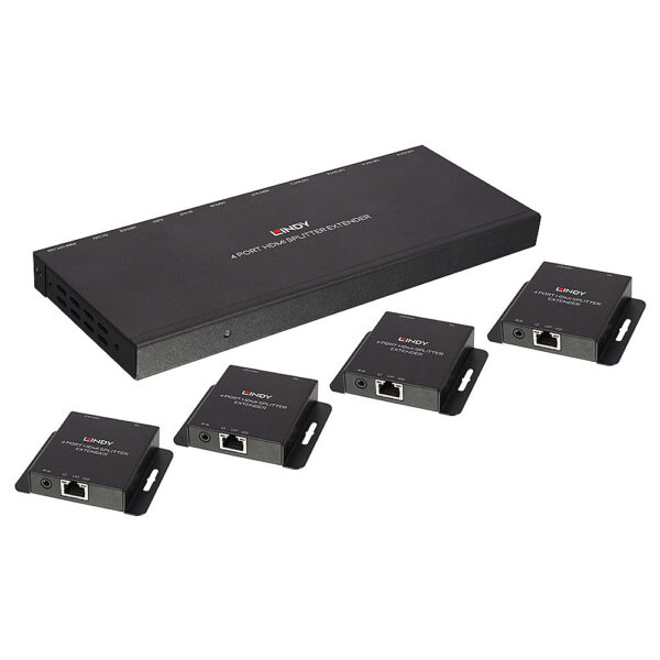 Lindy 70m Cat.6 4 Port HDMI 4K30 and IR Splitter Extender with Loop Lindy 70m Cat.6 4 Port HDMI 4K30 and IR Splitter Extender with Loop