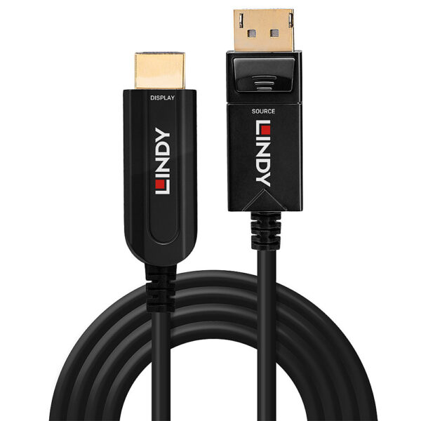 Lindy 20m Fibre Optic Hybrid DisplayPort 1.2 to HDMI 18G Cable Lindy 20m Fibre Optic Hybrid DisplayPort 1.2 to HDMI 18G Cable