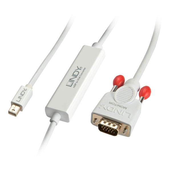 Lindy 3m Mini DisplayPort to VGA Cable, White Lindy 3m Mini DisplayPort to VGA Cable, White