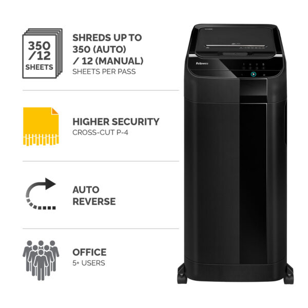 Fellowes Paper Shredder 350 Sheet Auto Feed Cross Cut Shredder