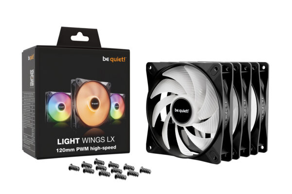 be quiet! LIGHT WINGS LX 120mm PWM High Speed 3-Pack Black Computer