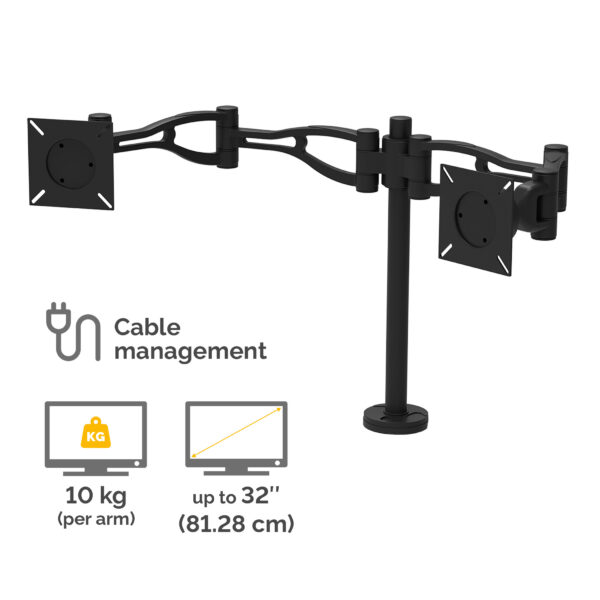 Fellowes Vista Dual Monitor Arm - Monitor Mount for 10KG 26 inch