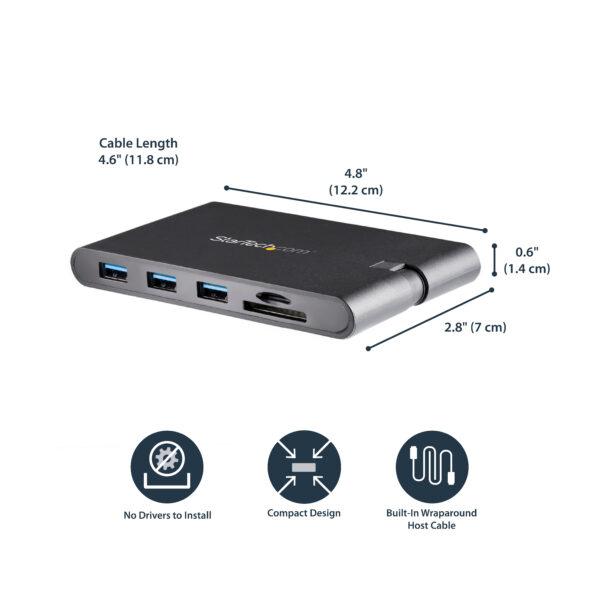 StarTech.com USB C Multiport Adapter - USB Type-C Mini Dock with HDMI