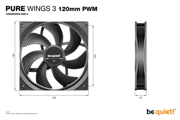 be quiet! Pure Wings 3 120mm | PWM Triple Pack Computer case Fan 12