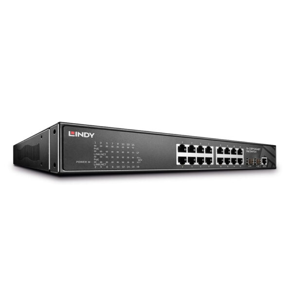 Lindy 16 Port + 2 SFP Gigabit Managed Switch PoE