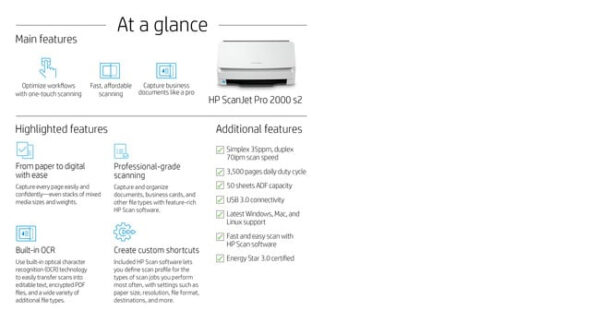 HP SCANJET PRO 2000 S2 SCANNER