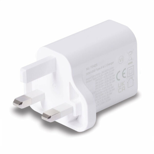 30W USB TYPE A & C CHARGER UK PLUG