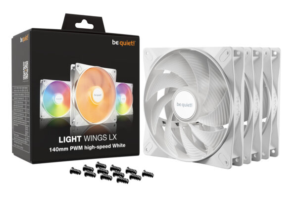 be quiet! LIGHT WINGS LX 140mm PWM High Speed 3-Pack White Computer