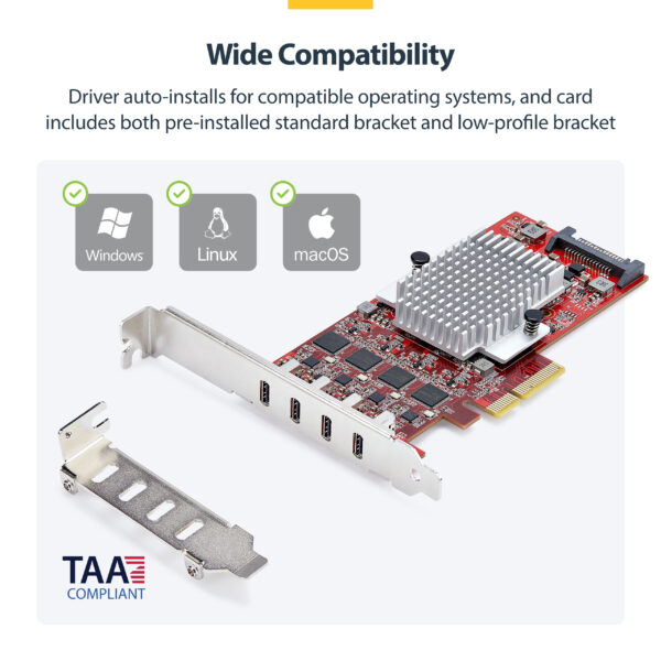 StarTech.com 4-Port USB Type-C PCIe Card, USB 3.2 10Gbps, USB-C PCI