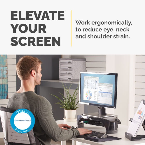 Fellowes Computer Monitor Stand with 3 Height Adjustments - Smart Fellowes Computer Monitor Stand with 3 Height Adjustments - Smart