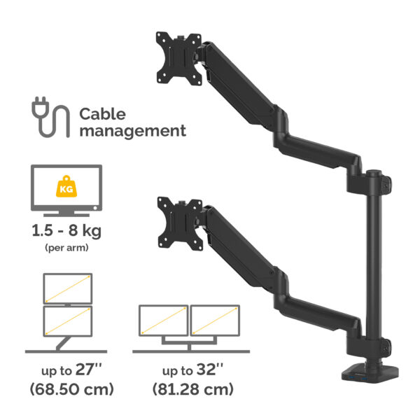 Fellowes Platinum Series Dual Stacking Monitor Arm - Monitor Mount Fellowes Platinum Series Dual Stacking Monitor Arm - Monitor Mount