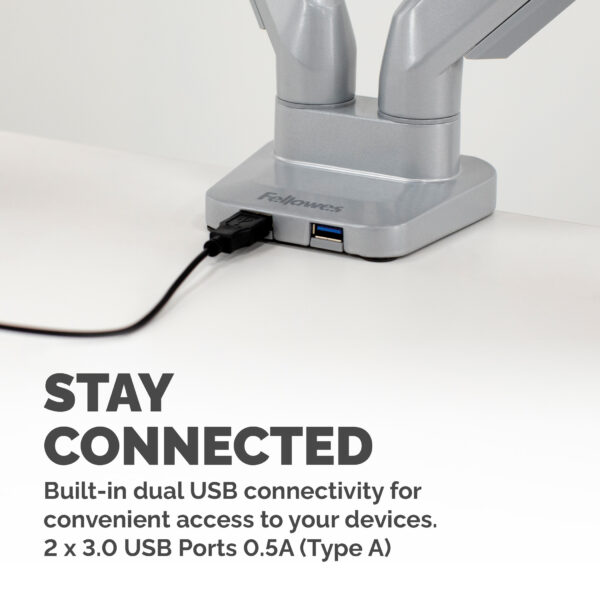 Fellowes Platinum Series Dual Monitor Arm - Monitor Mount for Two 8KG Fellowes Platinum Series Dual Monitor Arm - Monitor Mount for Two 8KG