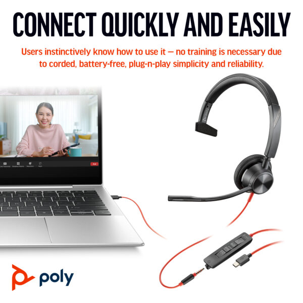 POLY BW3315-M MONAURAL USB-C/A
