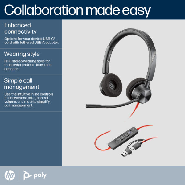 POLY BW3320-M STEREO USB-C/A