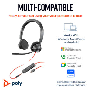 HP Poly Blackwire 3325 Stereo USB-C Headset +3.5mm Plug +USB-C/A POLY BW3325 STEREO USB-C/A