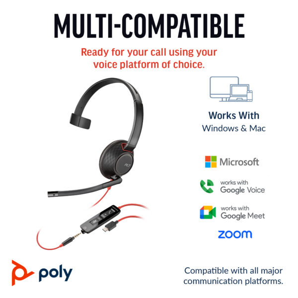 POLY BW5210 MONAURAL USB-C/A (BULK)