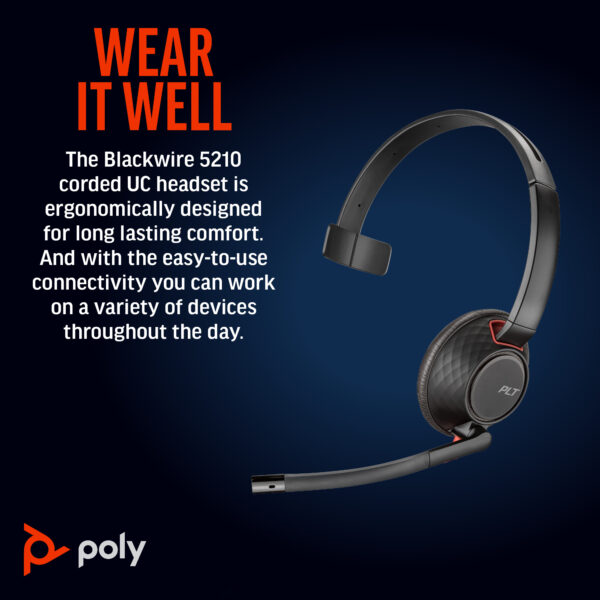 POLY BW5210 MONAURAL USB-C/A (BULK)