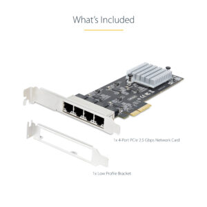 StarTech.com 4-Port 2.5Gbps NBASE-T PCIe Network Card, Intel I225-V,