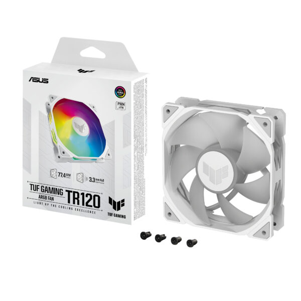 ASUS TUF GAMING TR120 ARGB 1-pack White Computer case Air cooler 12 cm ASUS TUF GAMING TR120 ARGB 1-pack White Computer case Air cooler 12 cm