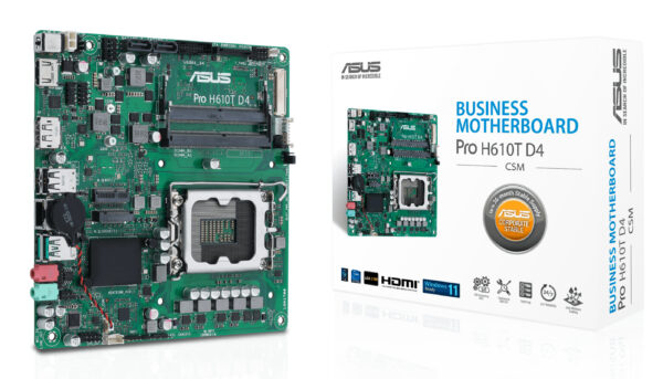 ASUS Pro H610T D4-CSM Intel H610 LGA 1700 mini ITX ASUS Pro H610T D4-CSM Intel H610 LGA 1700 mini ITX