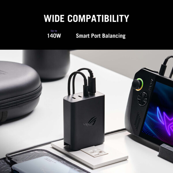 ASUS ROG 140W USB-C GaN Universal Black AC Fast charging Indoor ASUS ROG 140W USB-C GaN Universal Black AC Fast charging Indoor