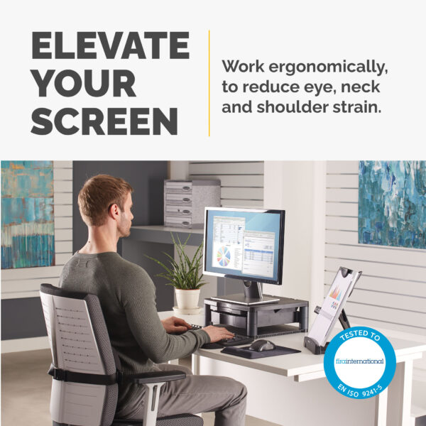 Fellowes Computer Monitor Stand with 3 Height Adjustments - Premium Fellowes Computer Monitor Stand with 3 Height Adjustments - Premium