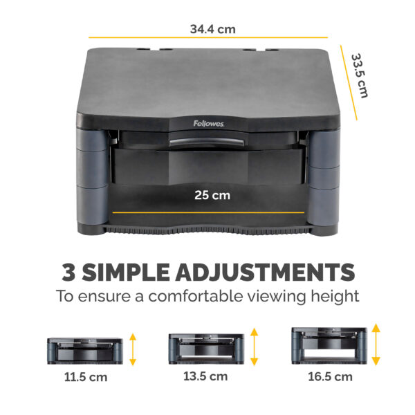 Fellowes Computer Monitor Stand with 3 Height Adjustments - Premium Fellowes Computer Monitor Stand with 3 Height Adjustments - Premium