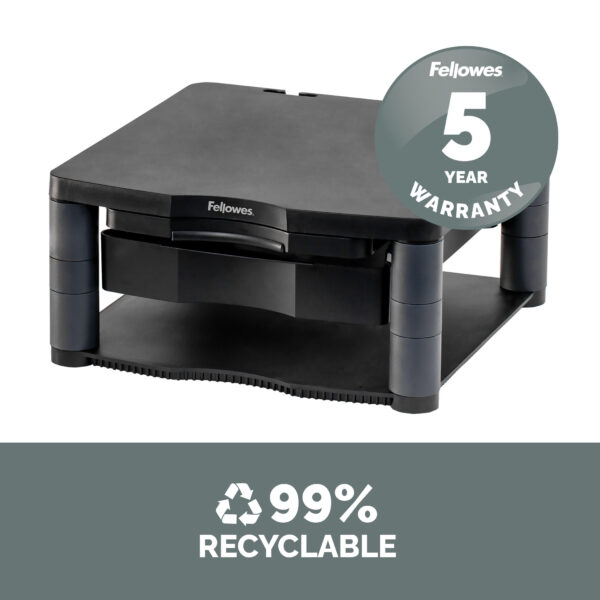 Fellowes Computer Monitor Stand with 3 Height Adjustments - Premium Fellowes Computer Monitor Stand with 3 Height Adjustments - Premium