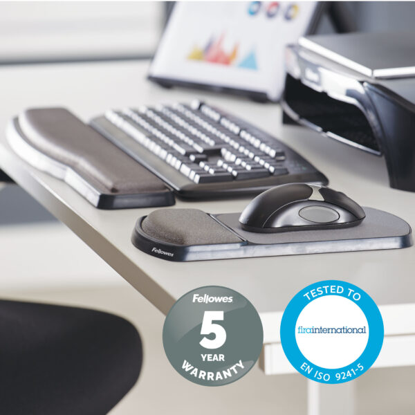 Fellowes Angle Adjustable Mouse Pad Wrist Support Premium Gel Fellowes Keyboard Wrist Rest - Premium Gel Wrist Rest with Non Skid