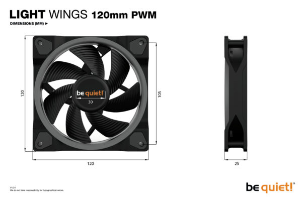 be quiet! Light Wings 120mm ARGB PWM Fan Black 3 Pack