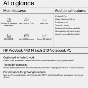 HP ProBook 440 G10 Intel® Core™ i5 i5-1335U Laptop 35.6 cm (14") Full ^HP 440G10 I5-1335U 8/256 W11P