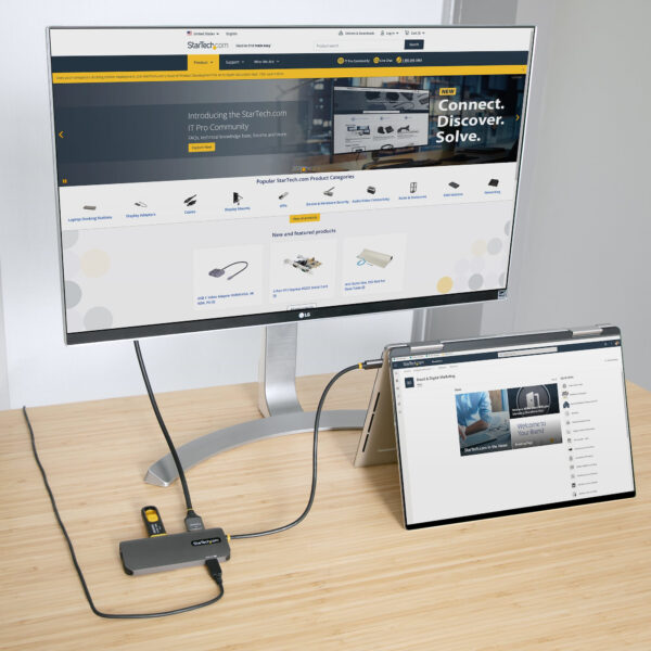 StarTech.com USB C Multiport Adapter, 4K 60Hz HDMI Video, 3 Port
