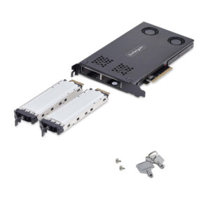 StarTech.com Dual-Bay M.2 NVMe SSD to PCIe x8 Removable Mobile Rack;