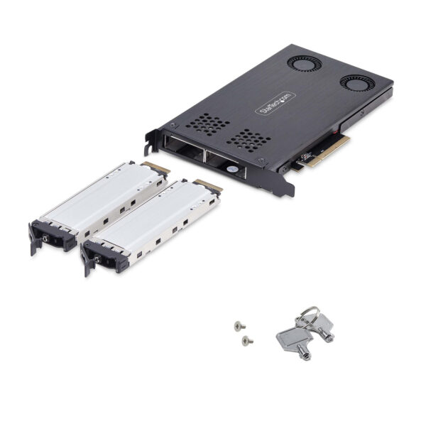 StarTech.com Dual-Bay M.2 NVMe SSD to PCIe x8 Removable Mobile Rack;